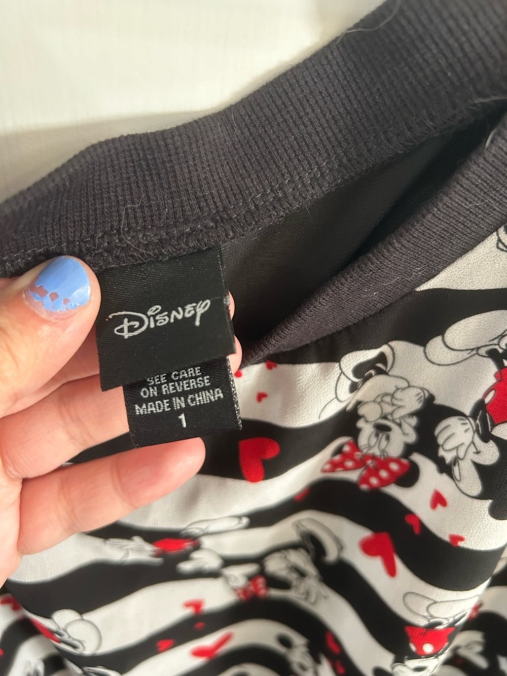 Disney sheer Black & White Striped Minnie Mouse Top with Red Hearts - Picture 3 of 4